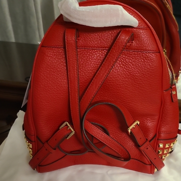 Michael Kors Red Backpack with Gold Studs - Picture 2 of 10